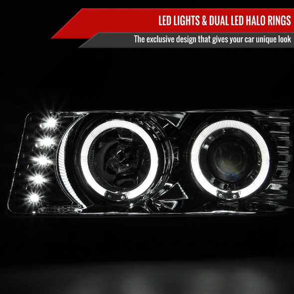 2004-2012 Chevrolet Colorado/ GMC Canyon Dual Halo Projector Headlights (Chrome Housing/Clear Lens)